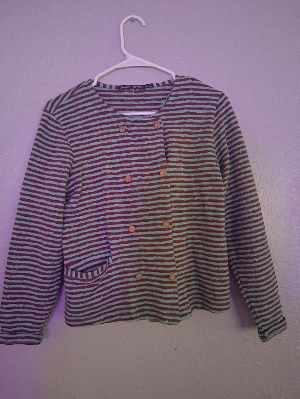 Gudrun Sjoden Blue And Purole striped button-front Sweater 100% Organic Cotton